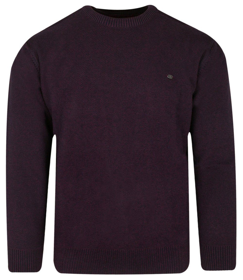 Sweter Bordowy w Okrągły Dekolt, U-neck, Męski -TRIKKO