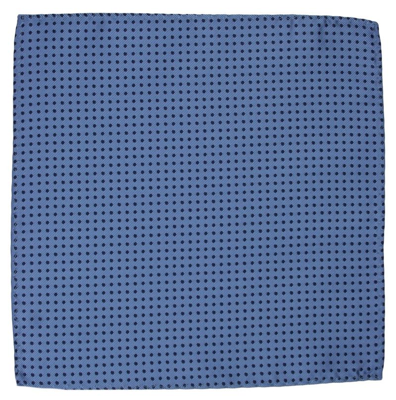 Elegancka, Męska Poszetka - ALTIES - Niebieska w Granatowy Groszek