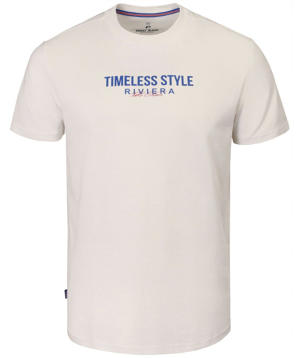T-Shirt (Koszulka) Męska - Pako Jeans - Biała, Niewielki Nadruk