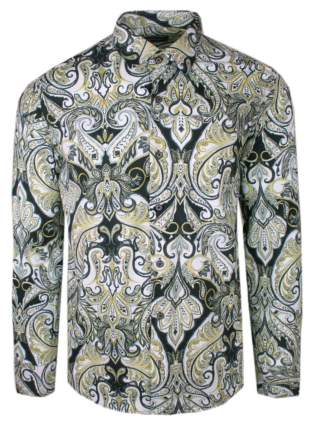 Męska Koszula Rigon - Prosty (Regularny) Krój - Duży, Orientalny Wzór