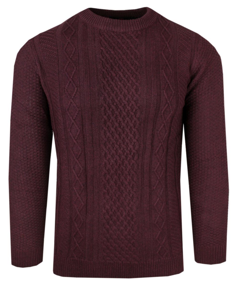 Męski Sweter z Dzianiny Bawełnianej (Knit) - Adriano Guinari - Bordowy