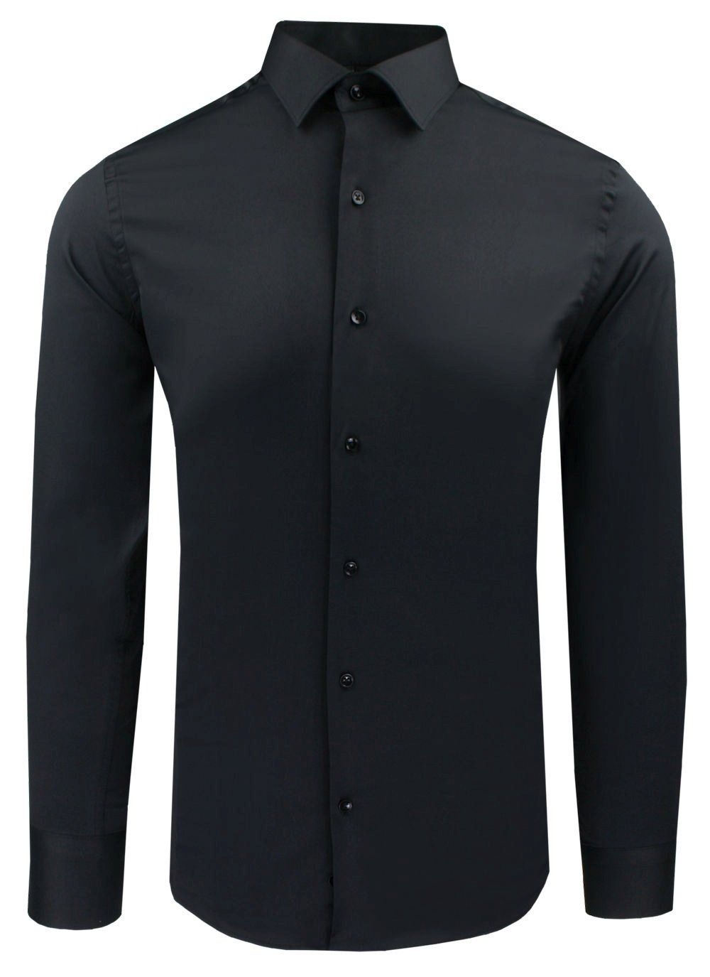 Delikatnie Wyszczuplana Koszula Męska (slim) - Lanier - Czarna