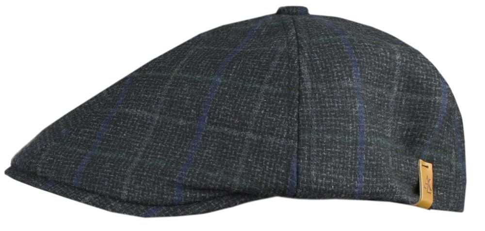 Delikatnie Ocieplony Kaszkiet - Alties - w Kratę - Grafitowy