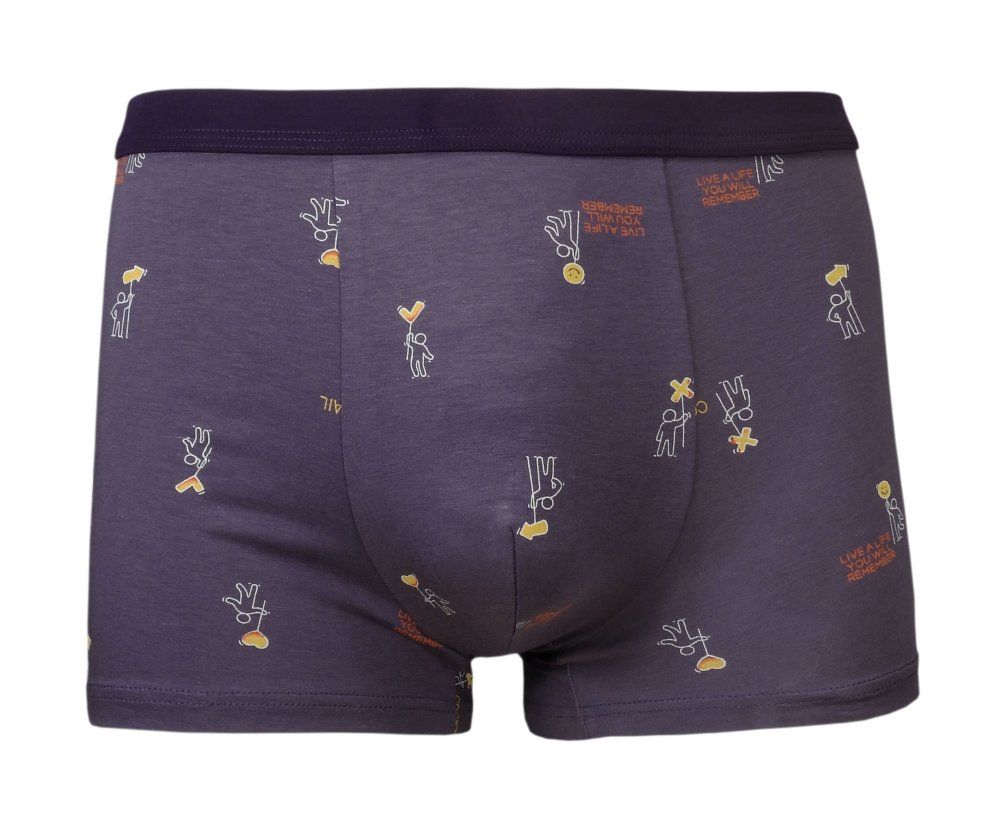 Bokserki Obcisłe, Fioletowe w Ludziki, Cocktail Bar, Bawełniane, Majtki z Elastanem -ALTIES