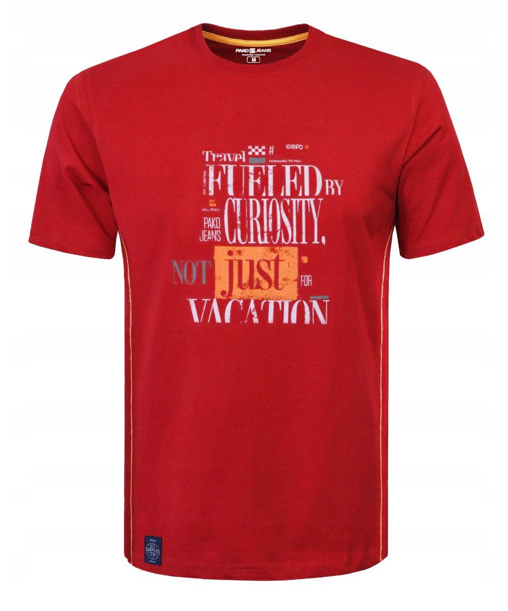 T-Shirt (Koszulka) Męska - Pako Jeans - Nadruk, Kolor Czerwony
