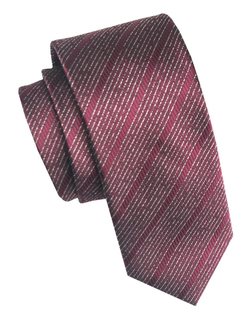 Elegancki i Modny Męski Krawat - Angelo di Monti - Bordowy w Prążek