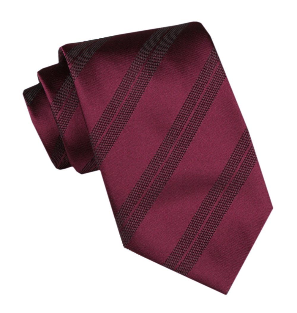 Męski Krawat - Angelo di Monti - Bordowy, Faktura w Prążek