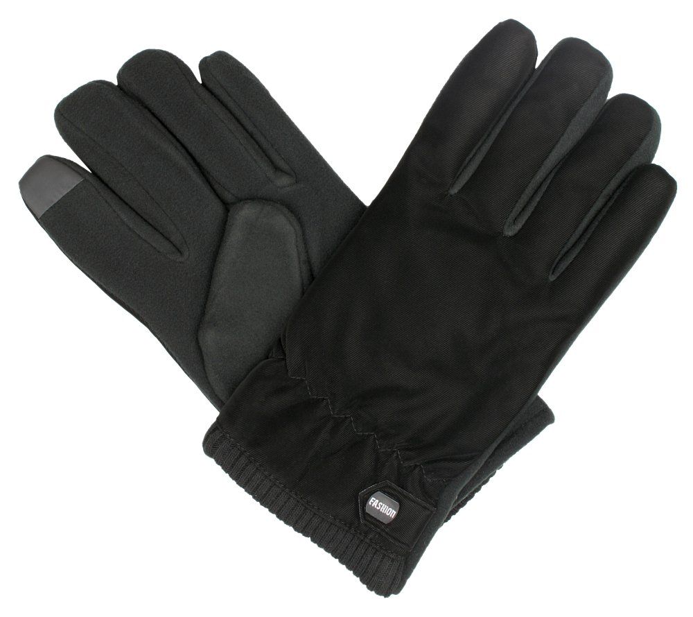 Rękawiczki Czarne, Jesienno-Zimowe, Miękkie z Kożuszkiem i Gumką -Pako Jeans