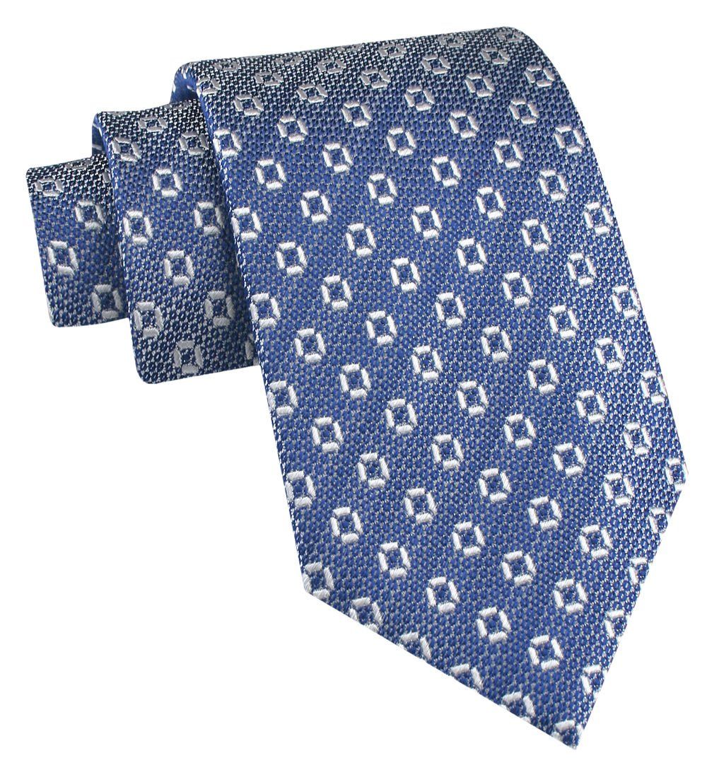 Jedwabny Krawat Męski - His Story - Niebieski w Białe Groszki