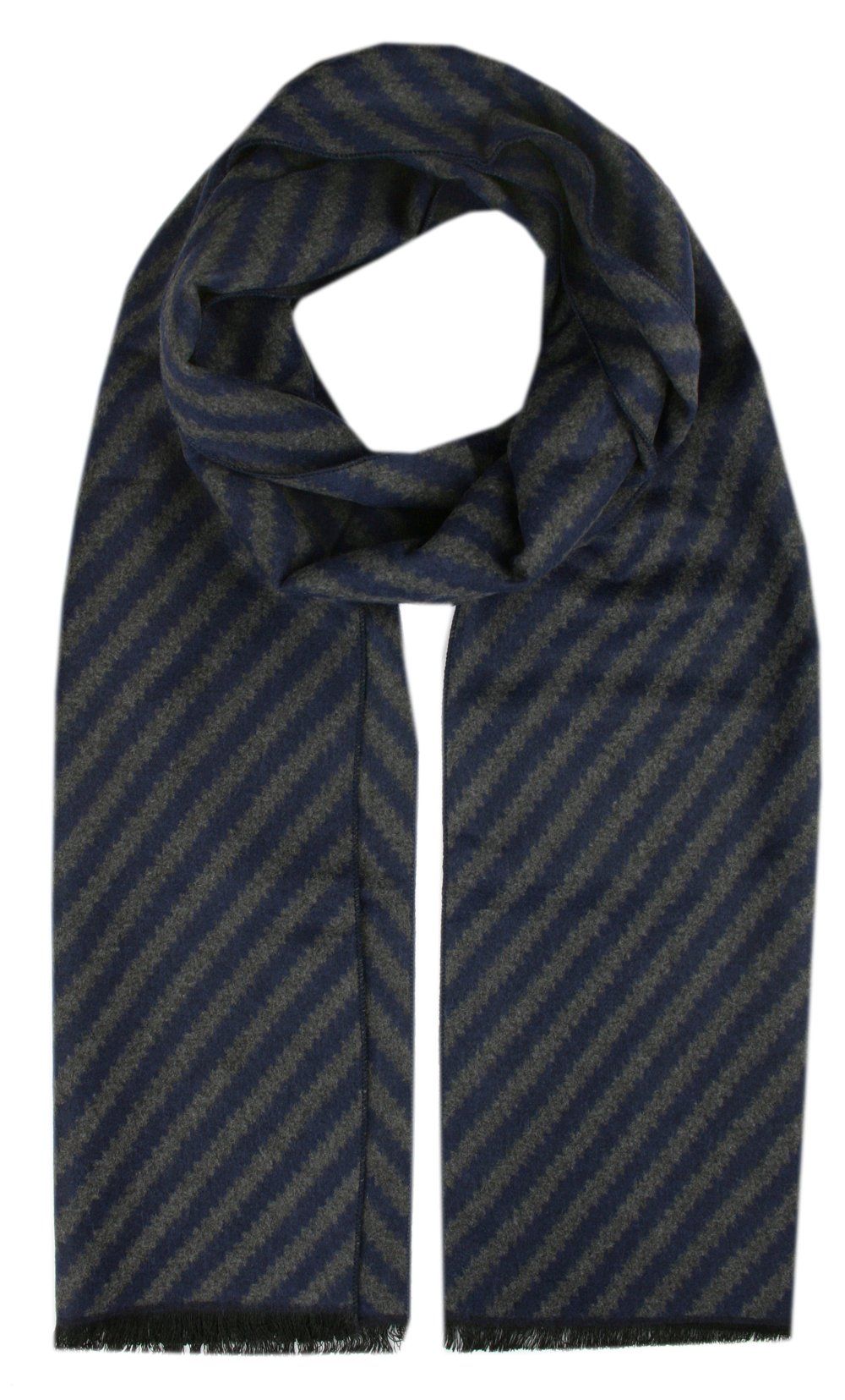 Męski Szalik z Wiskozy - Alties - Granatowe Prążki