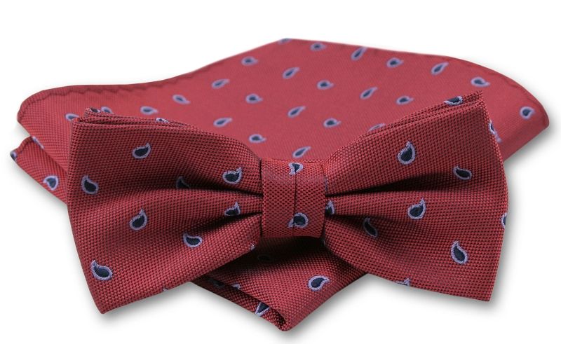 Elegancka Mucha Męska - Alties -Czerwień, Wzór Paisley