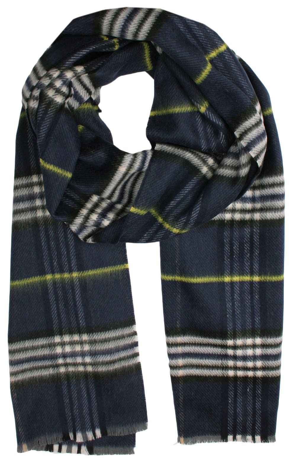 Szalik Miękki Granatowy w Kratkę, Firmy V.Fraas -Cashmink- Elegancki, Męski