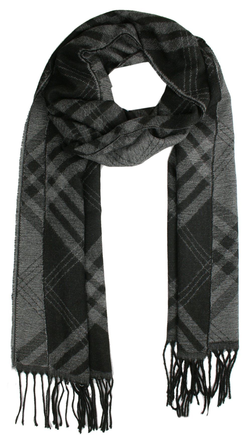 Elegancki Szalik Męski z Wiskozą - His Story - Grafit z Popielem, Wzór Geometryczny