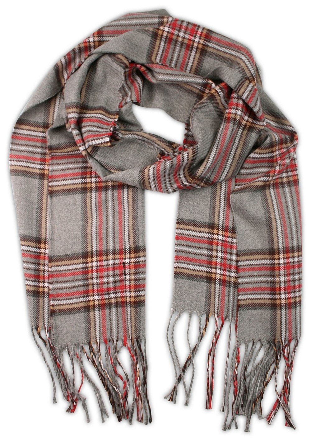 Akrylowy Szalik Męski - His Story - Popielaty, Wzór Geometryczny