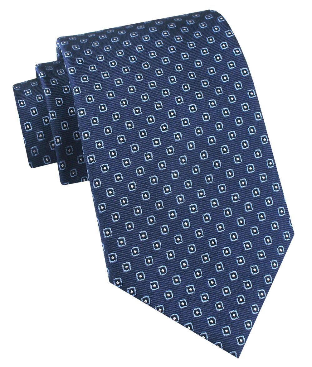 Jedwabny Krawat Męski - His Story - Ciemnoniebieski, Regularny Wzór