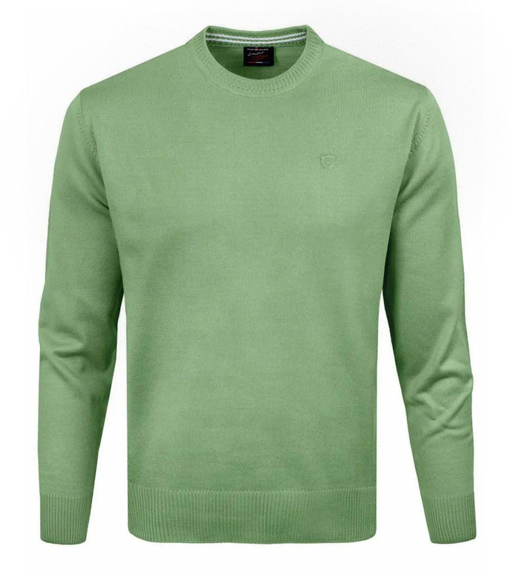 Klasyczny Wełniany Sweter, Okrągły Dekolt (U-Neck) - Pako Jeans - Miętowa Zieleń