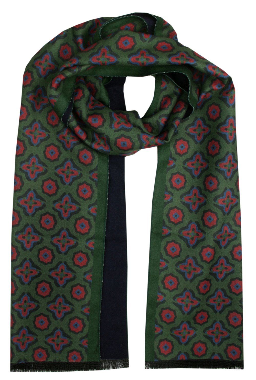 Elegancki Szalik Bawełniany - Alties - Duży Wzór na Zielony Tle