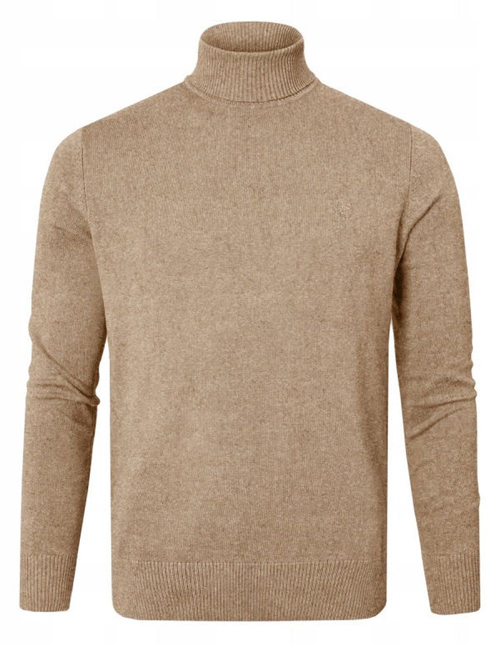 Bawełniany Męski Golf - Pako Jeans - Melanżowy Beż