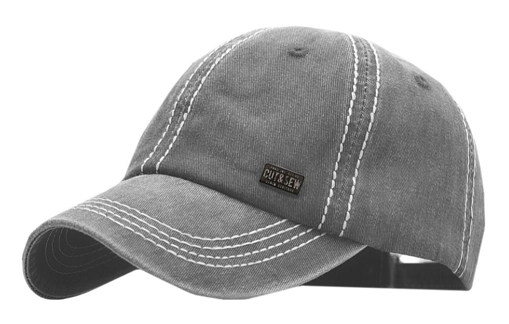 Czapka z Daszkiem, Szara z Przeszyciami, Fastryga, Letnia, 100% BAWEŁNA, Przewiewna -Pako Jeans