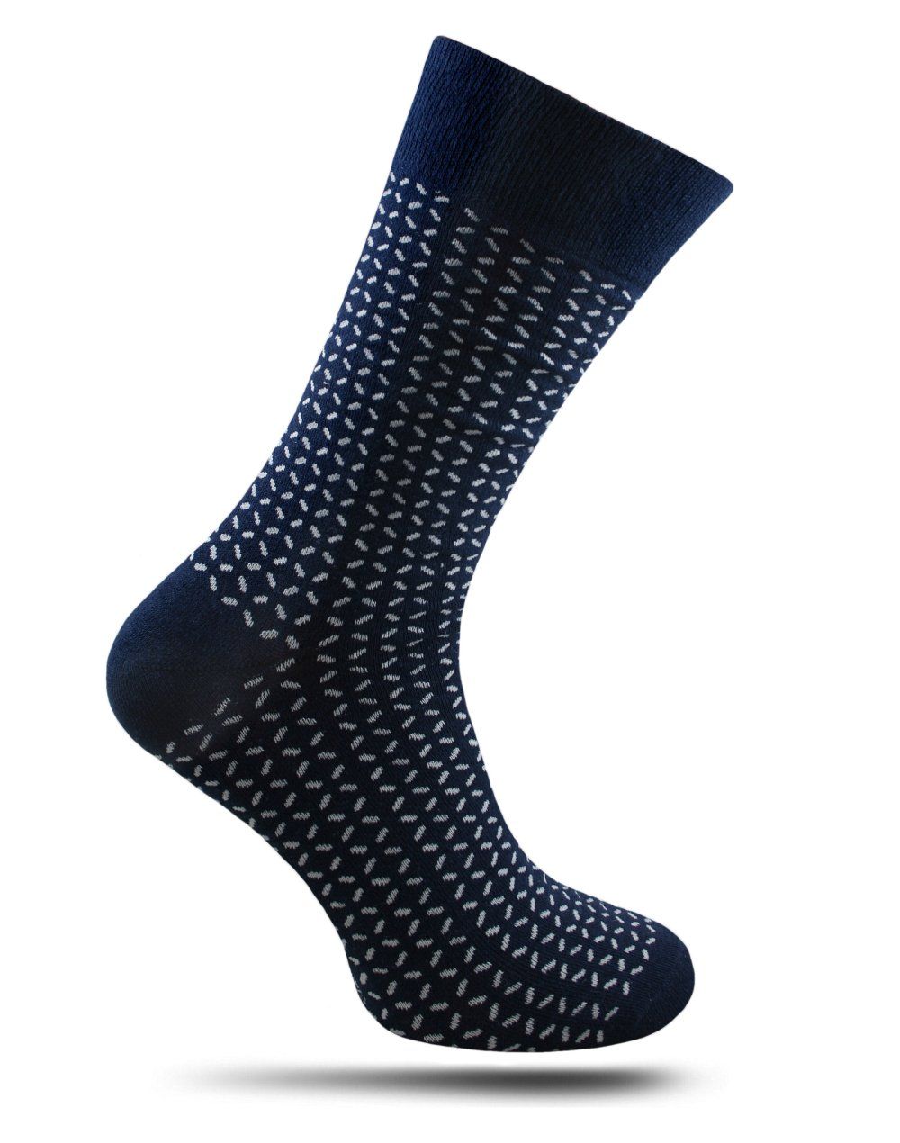 Skarpetki Męskie, Granatowo-Białe, Wzór Geometryczny, Casualowe -CHATTIER