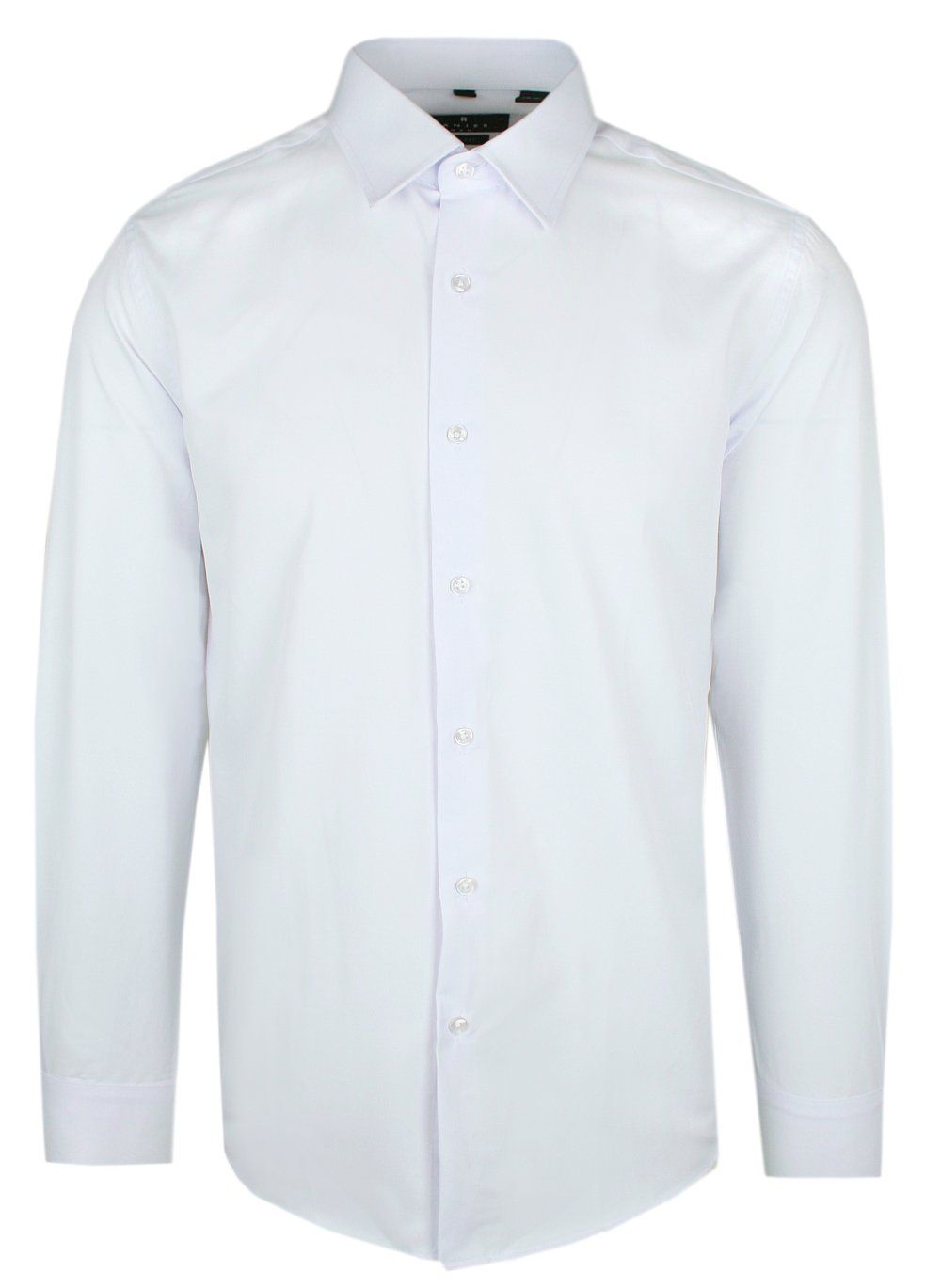Delikatnie Wyszczuplana Koszula Męska (slim) - Lanier - Zimna Biel