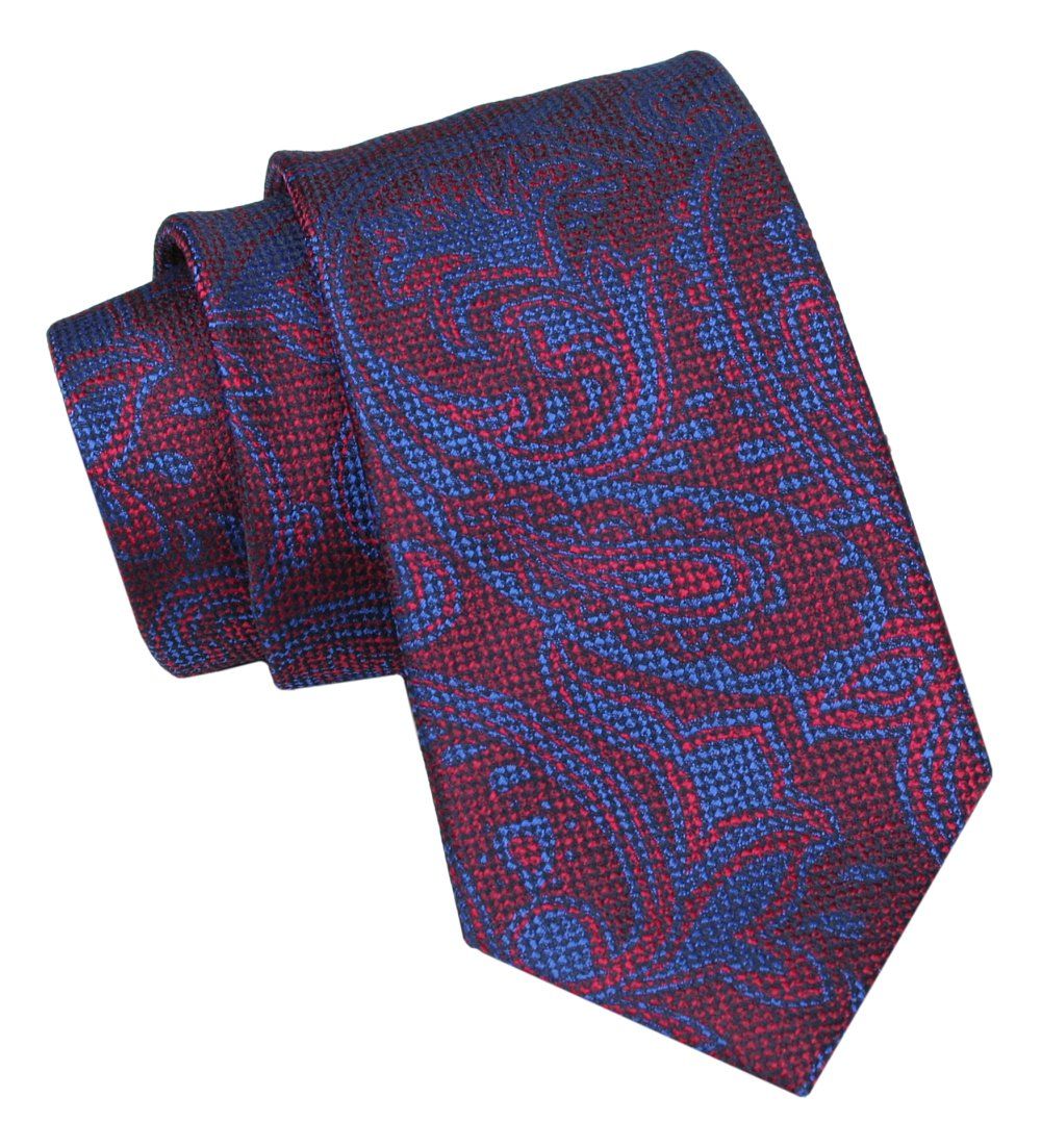 Krawat Męski, Klasyczny - ALTIES - Czerwony z Niebieskim