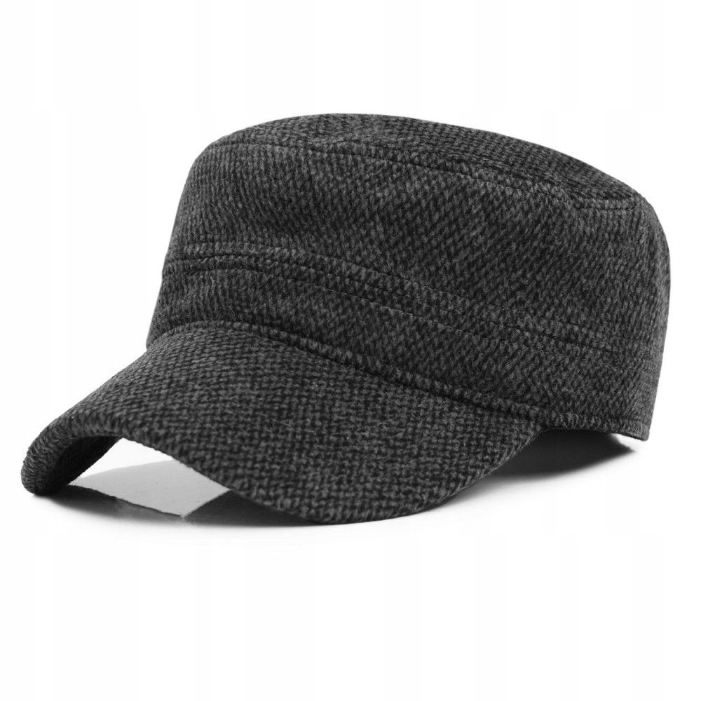 Delikatnie Ocieplana Czapka z Daszkiem (Partolówka) - Pako Jeans - Grafitowy Melanż