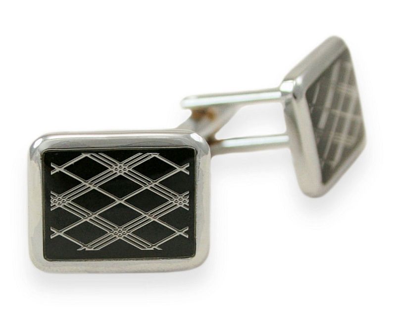 Męskie Spinki do Mankietów - Alties - Czarne Romby