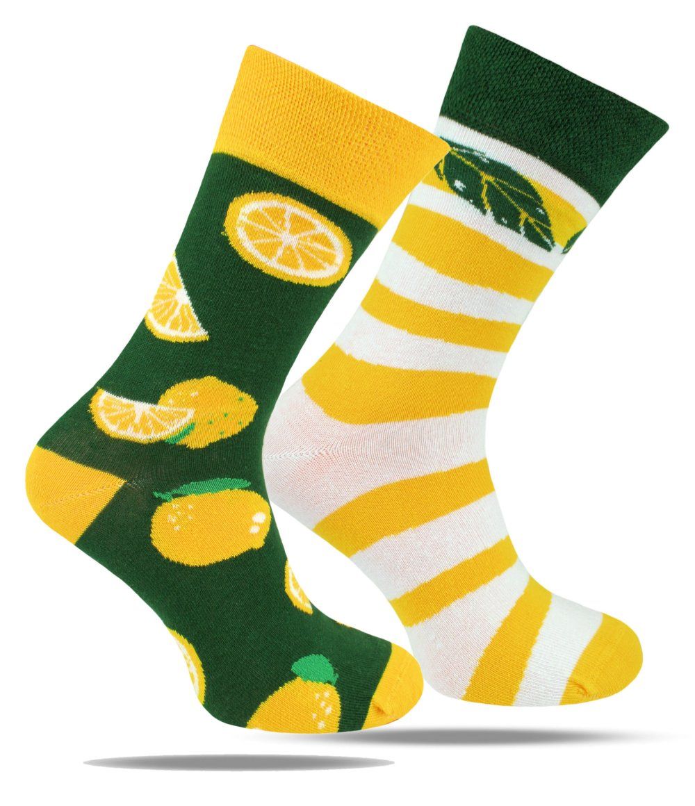 Skarpetki Bawełniane - Tematyczne - Asymetryczne, Cytrynowe