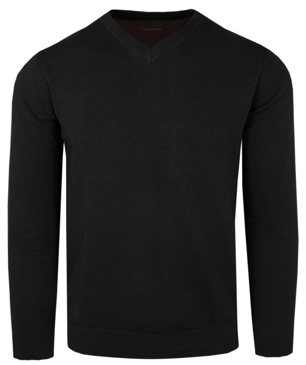 Męski Sweter z Dekoltem w Serek (V-Neck) - Alties - Czarny