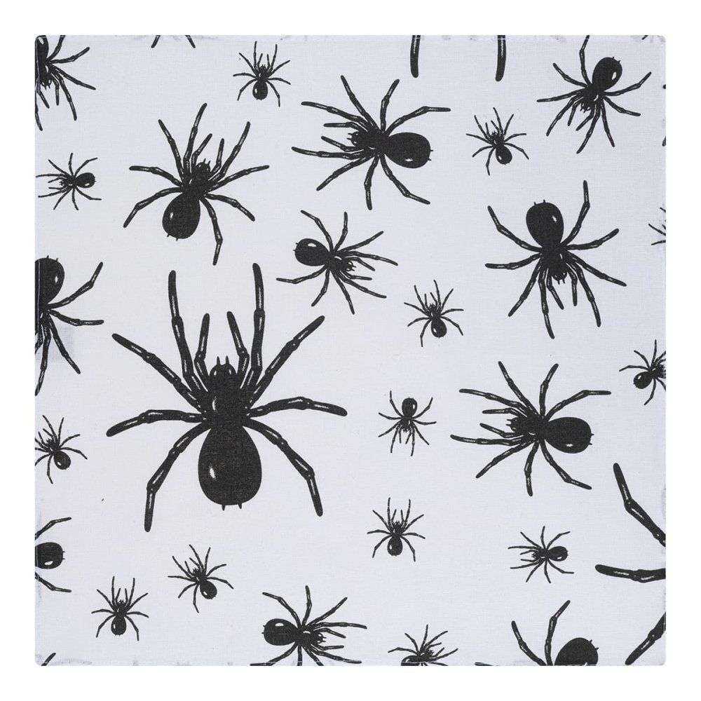 Poszetka Bawełniana - His Story - Biała w Czarne Pająki