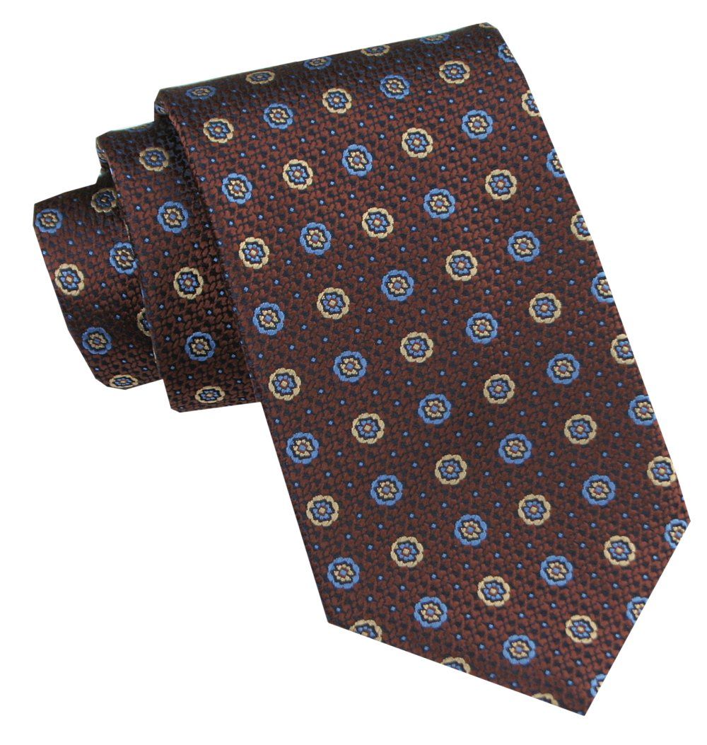 Klasyczny, Męski Krawat - Szeroki - Chattier - Bordo, Kolorowy Groszek