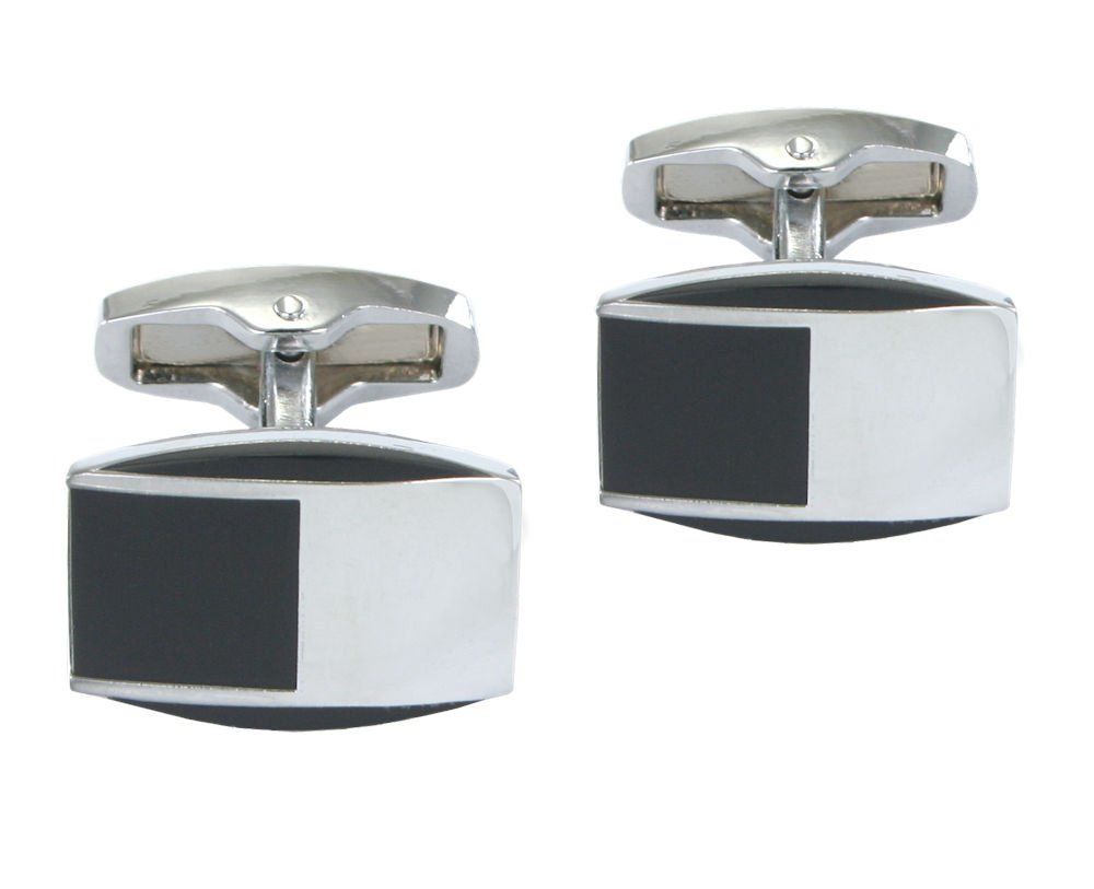 Męskie Spinki do Mankietów - Alties - Srebro z Czernią