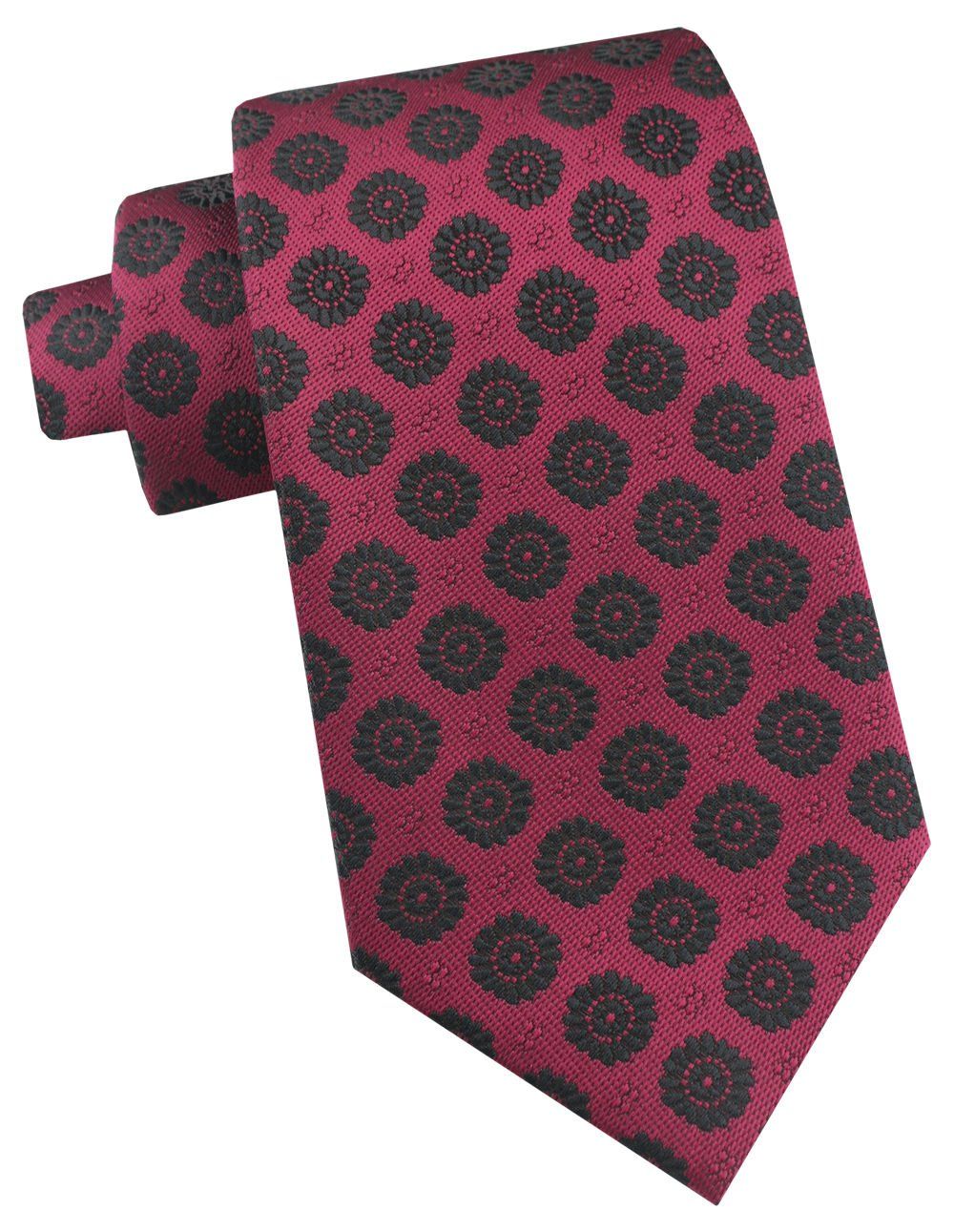 Krawat Męski - Angelo di Monti - Ciemna Malina w Duże Grochy