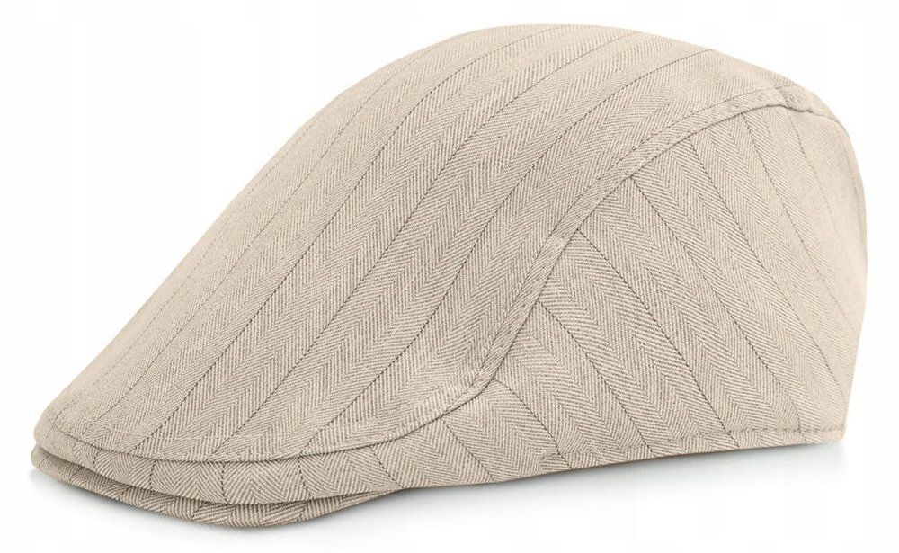 Lekki Kaszkiet Męski - Pako Jeans - Jasny Beż, Paski