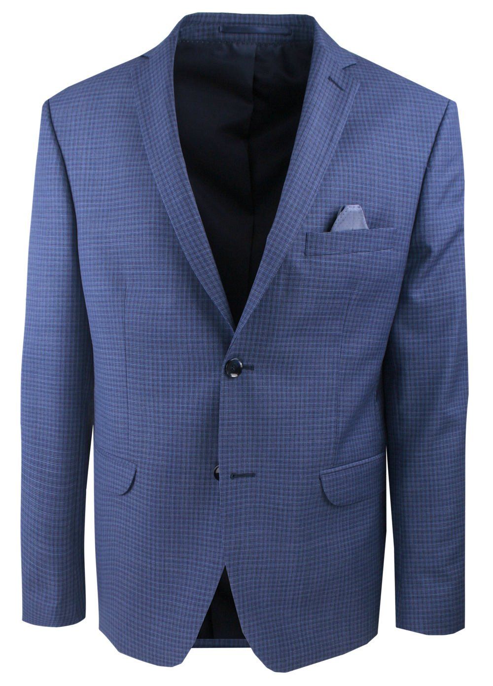 Lekka, Wełniana Marynarka - MEN'SFIELD - Granat w Drobną Kratkę