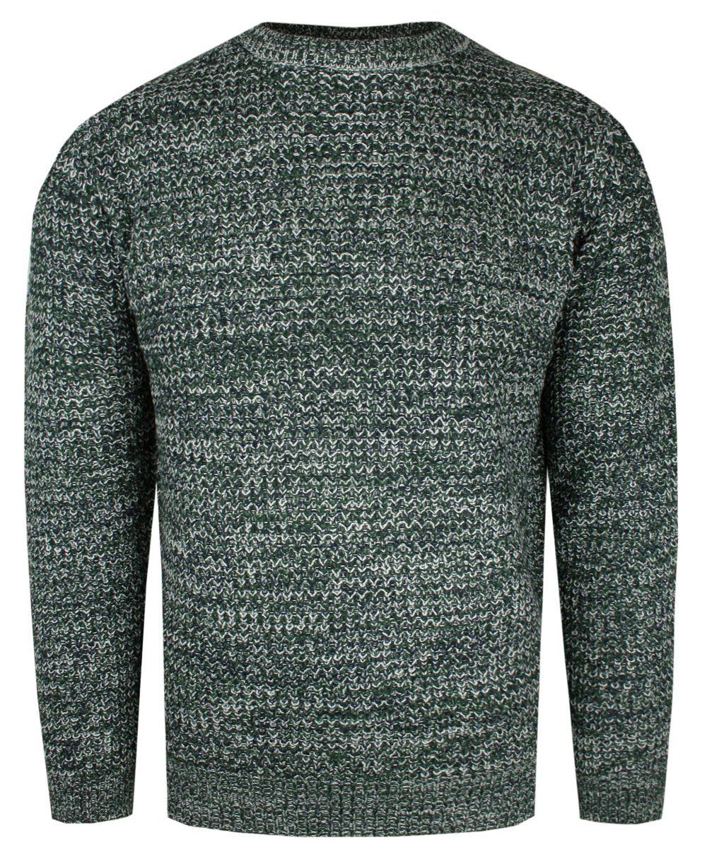 Męski Sweter Dziergany (Knit) - Brave Soul - Ciemnozielony Melanż