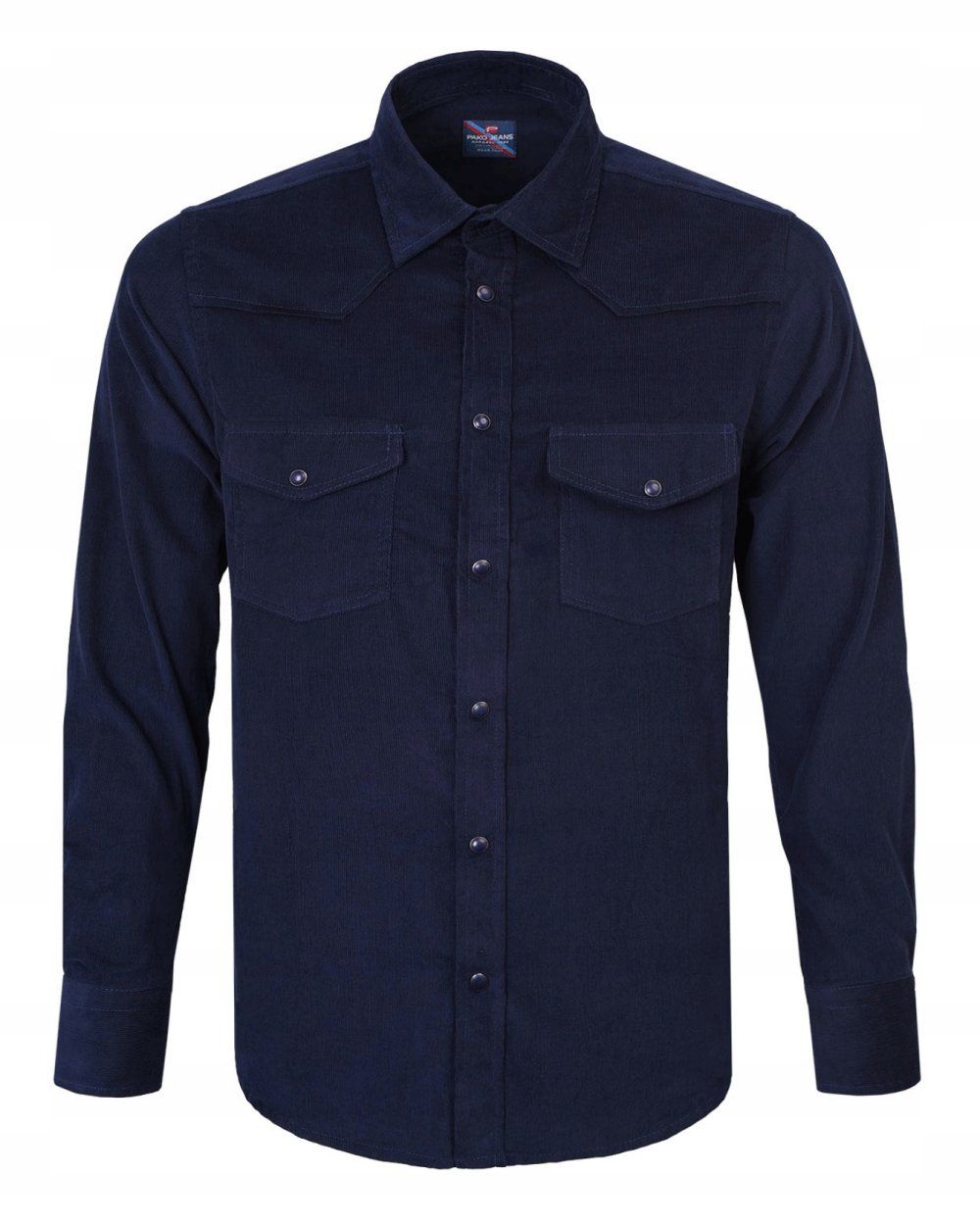 Wygodna Koszula z Delikatnego Sztruksu - Pako Jeans - Granatowa