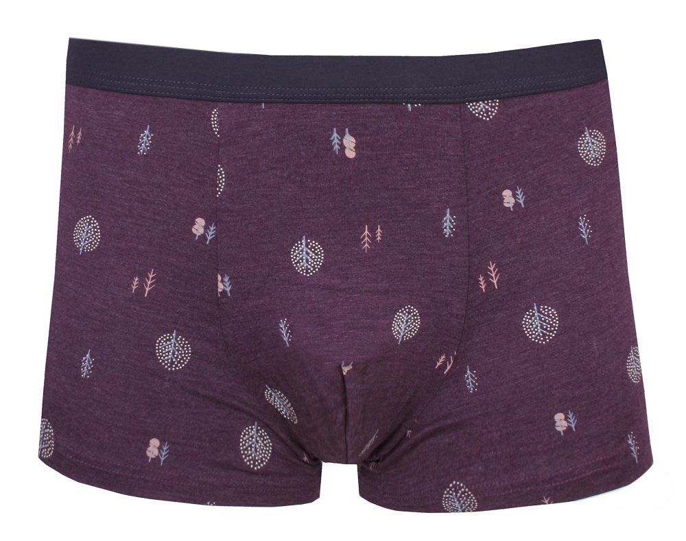 Obcisłe Bokserki, Majtki z Elastanem - Alties - Bordo w Drzewka