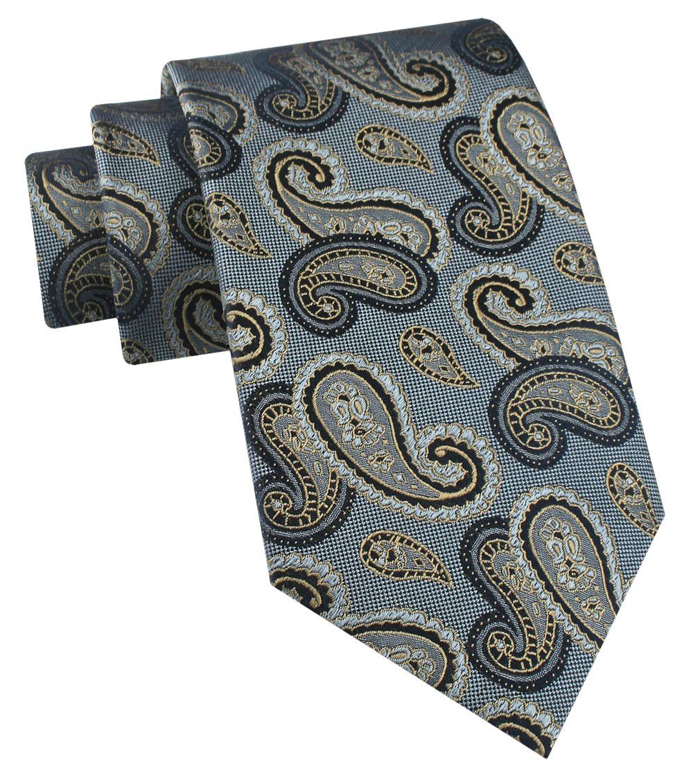 Jedwabny Krawat Męski - His Story - Odcienie Niebieskiego, Paisley