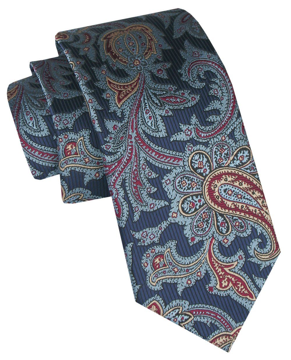Klasyczny, Męski Krawat Alties - Odcienie Niebieskiego, Duży Wzór