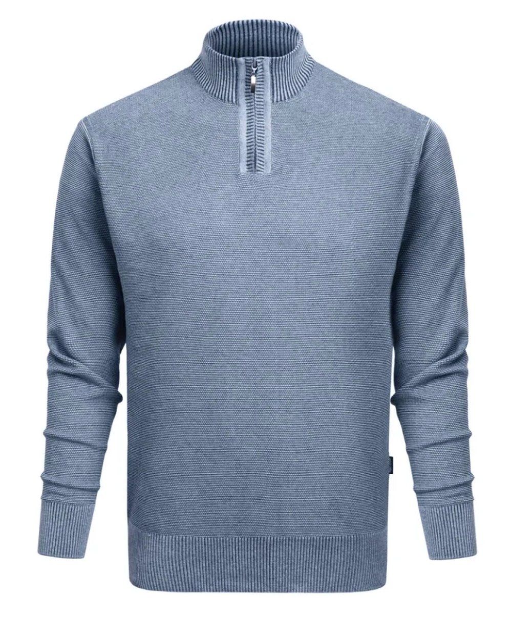 Wełniany Sweter z Wysokim Dekoltem na Zamek - Pako Jeans - Niebieski