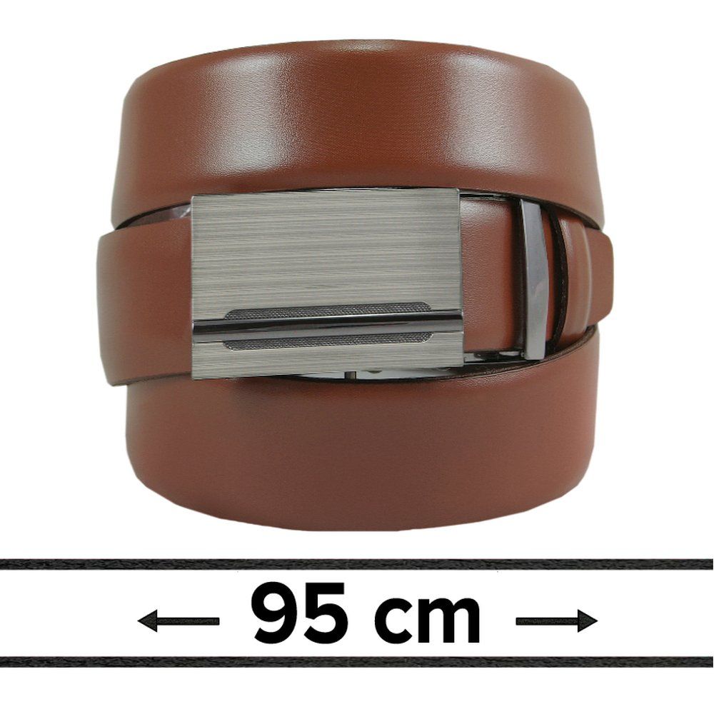 Pasek Brązowy do Spodni 95 cm, Automatyczna Klamra, Skórzany, Elegancki -VICTORIO