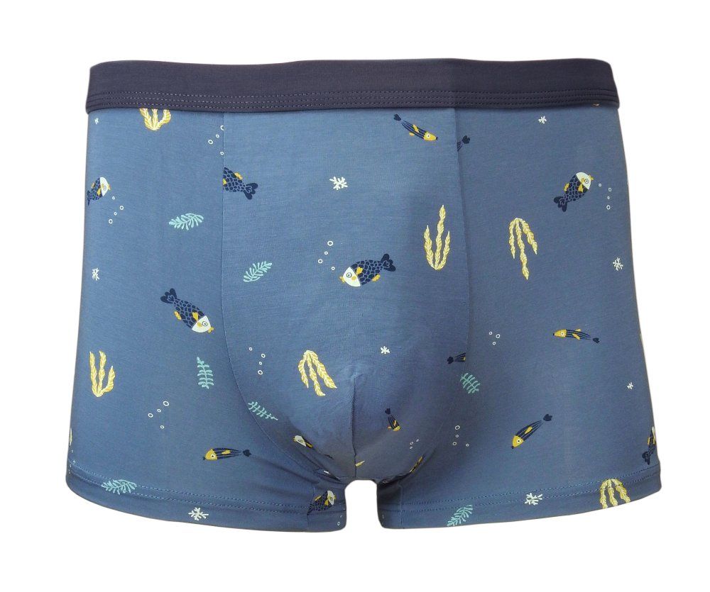 Bokserki Obcisłe, Niebieskie w Rybki, Bawełniane, Majtki z Elastanem -ALTIES
