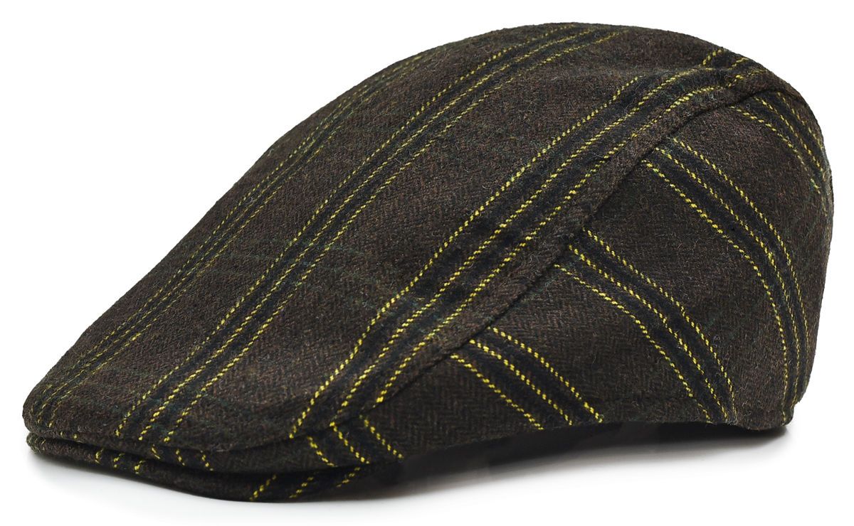 Jesienno-Zimowy Kaszkiet Wełniany - Pako Jeans - Brąz w Pasy