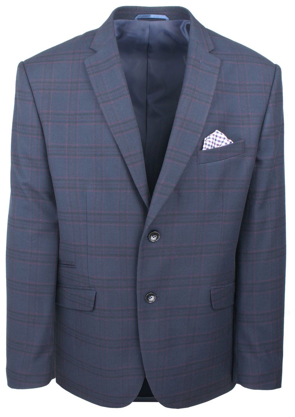 Męska Marynarka w Delikatną Kratę - Casino - Granatowa