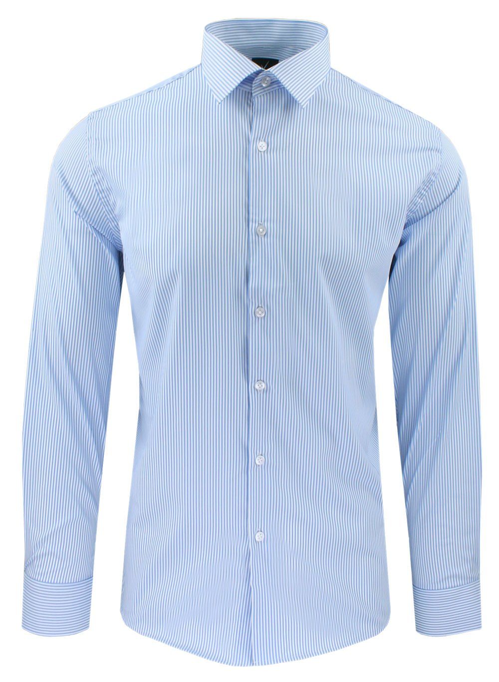 Taliowana Koszula Wizytowa, Męska - Victorio - Błękit w Prążek