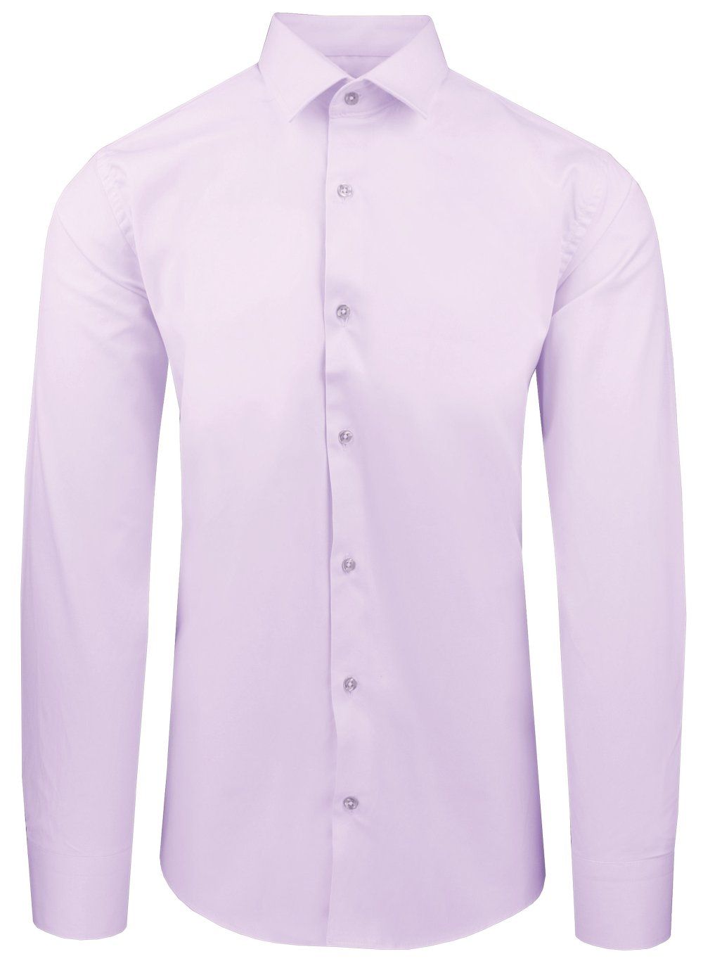 Jasnofioletowa Koszula Bawełniana o Taliowanym Kroju, Jednokolorowa