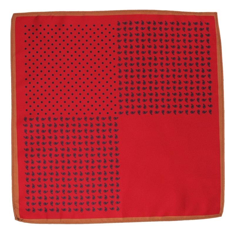 Wyrazista, Czerwona Poszetka Męska - Paisley, w Groszki, Kropki, Poczwórna