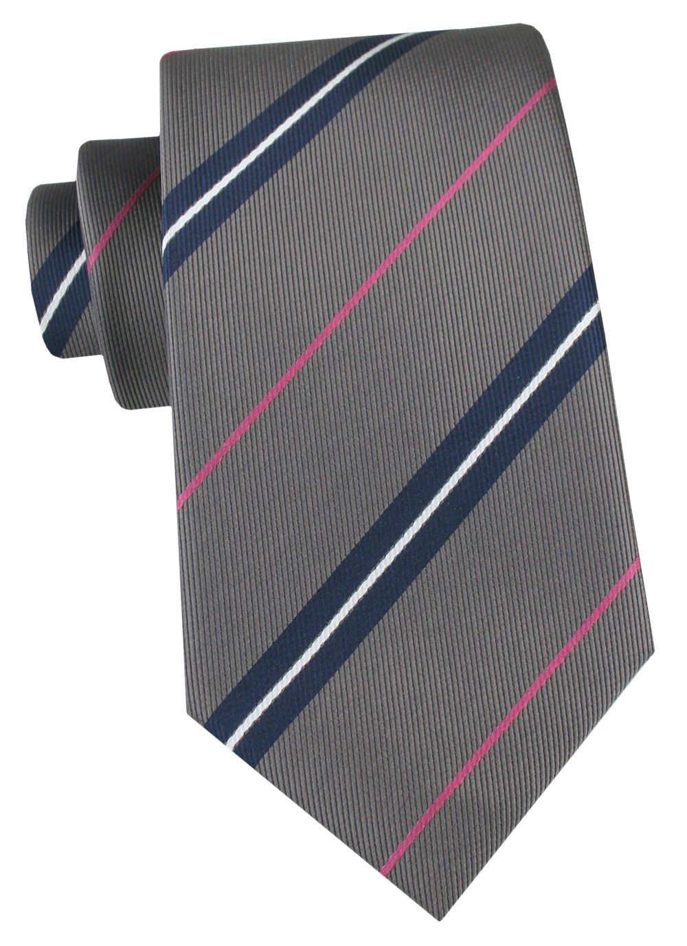 Klasyczny Krawat Klubowy - Alties - Popielato-Beżowy w Prążek